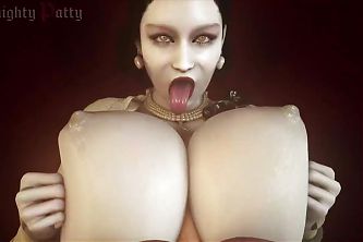 Lady Dimitrescu Teases the Cock Between Her Tits With Her Tongue