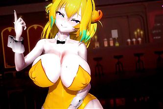 Sexy Yellow Bunny Girl Suit - Dancing (3D HENTAI)