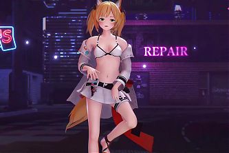Sora - Cute Dance With Short Skirt and Gradual Undressing
