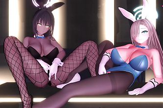 2 Cuties In Bunnysuit Play With Their Pussy (3D HENTAI)